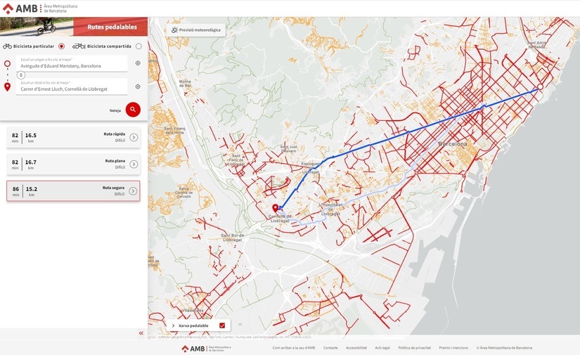 El ÀMB lanza un innovador visor de rutas pedaleables de la metrópolis de Barcelona